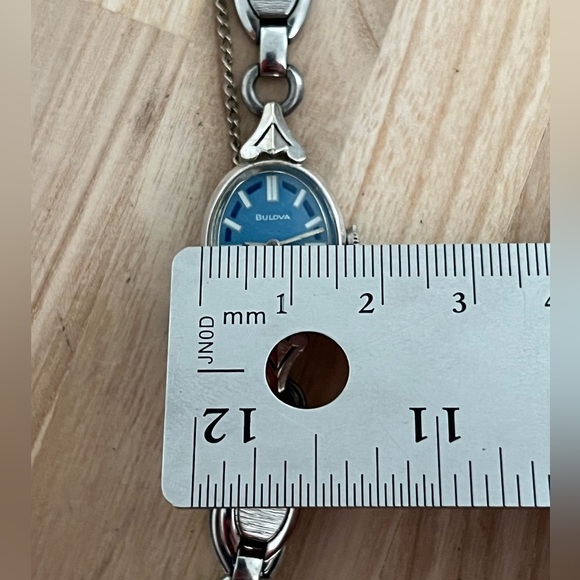 Bulova Ladies Watch RARE Vintage Mechanical Winding 10K Gold Plated Bezel Blue - Picture 12 of 14